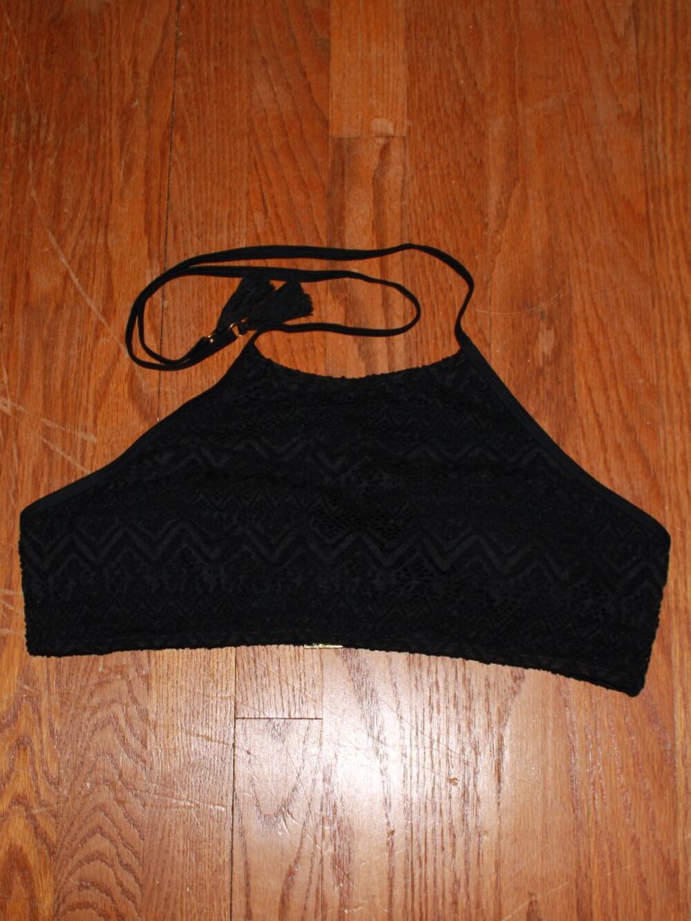 Joe Boxer Crochet Accent Halter Bikini Top